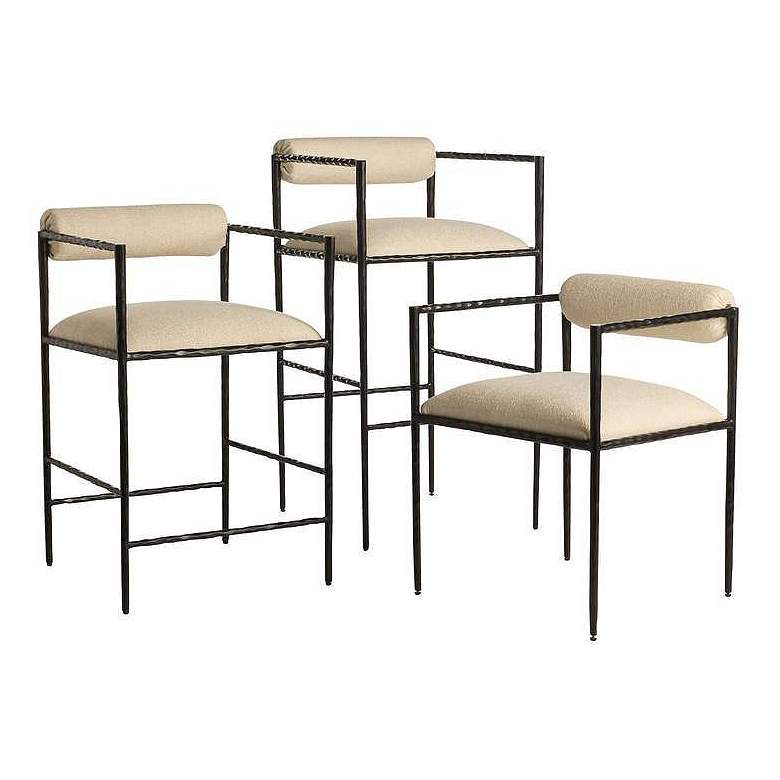 Image 7 Arteriors Barbana Bar Stool Oxford White Performance Fabric more views