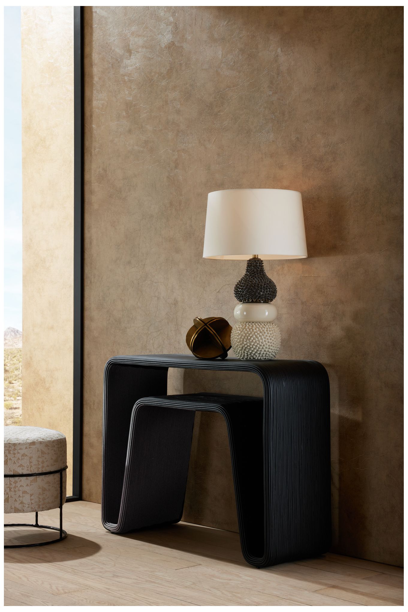 Arteriors Basilio 29.5" Ivory Gray Crackle Modern Ceramic Table Lamp