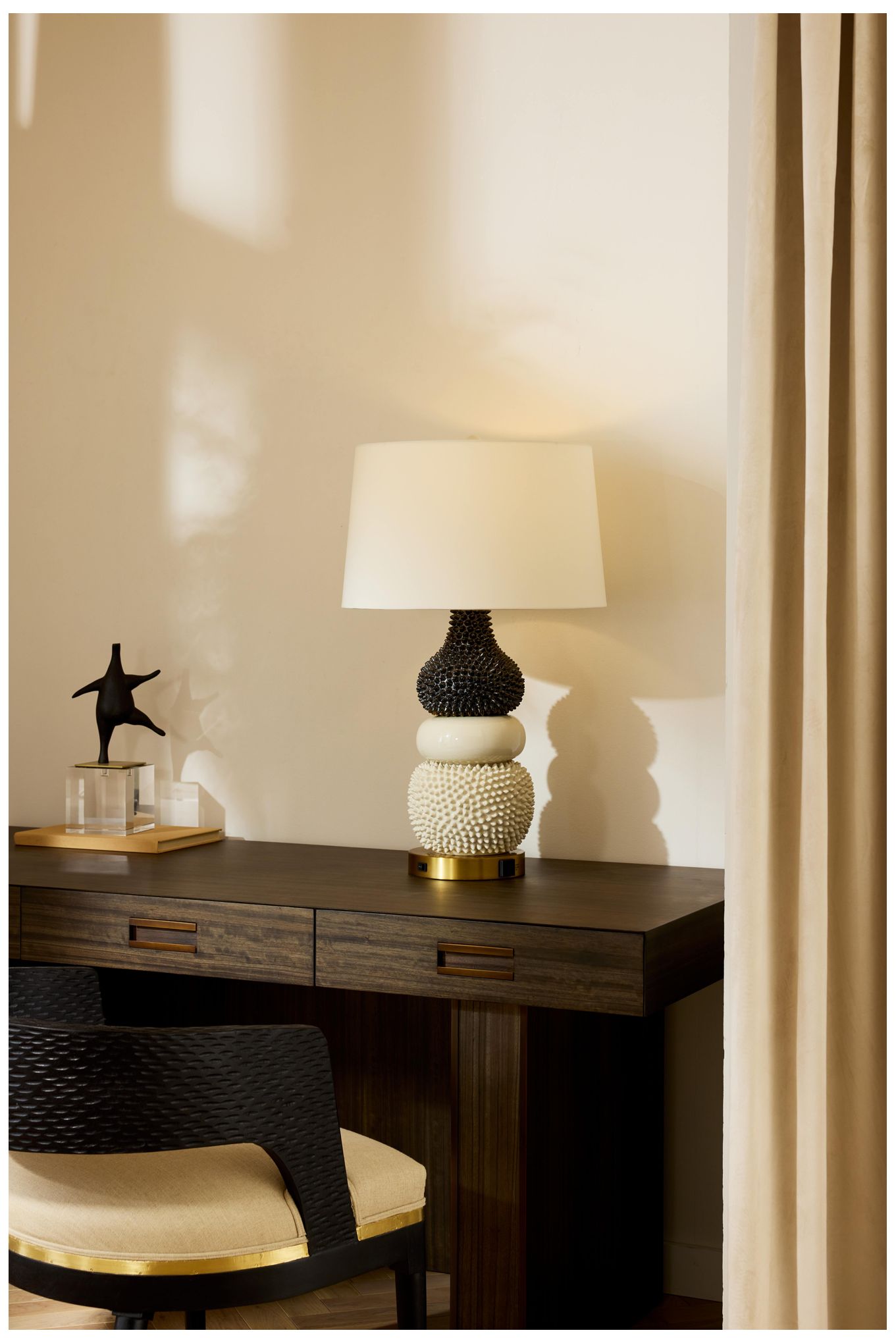 Arteriors Basilio 29.5" Ivory Gray Crackle Modern Ceramic Table Lamp