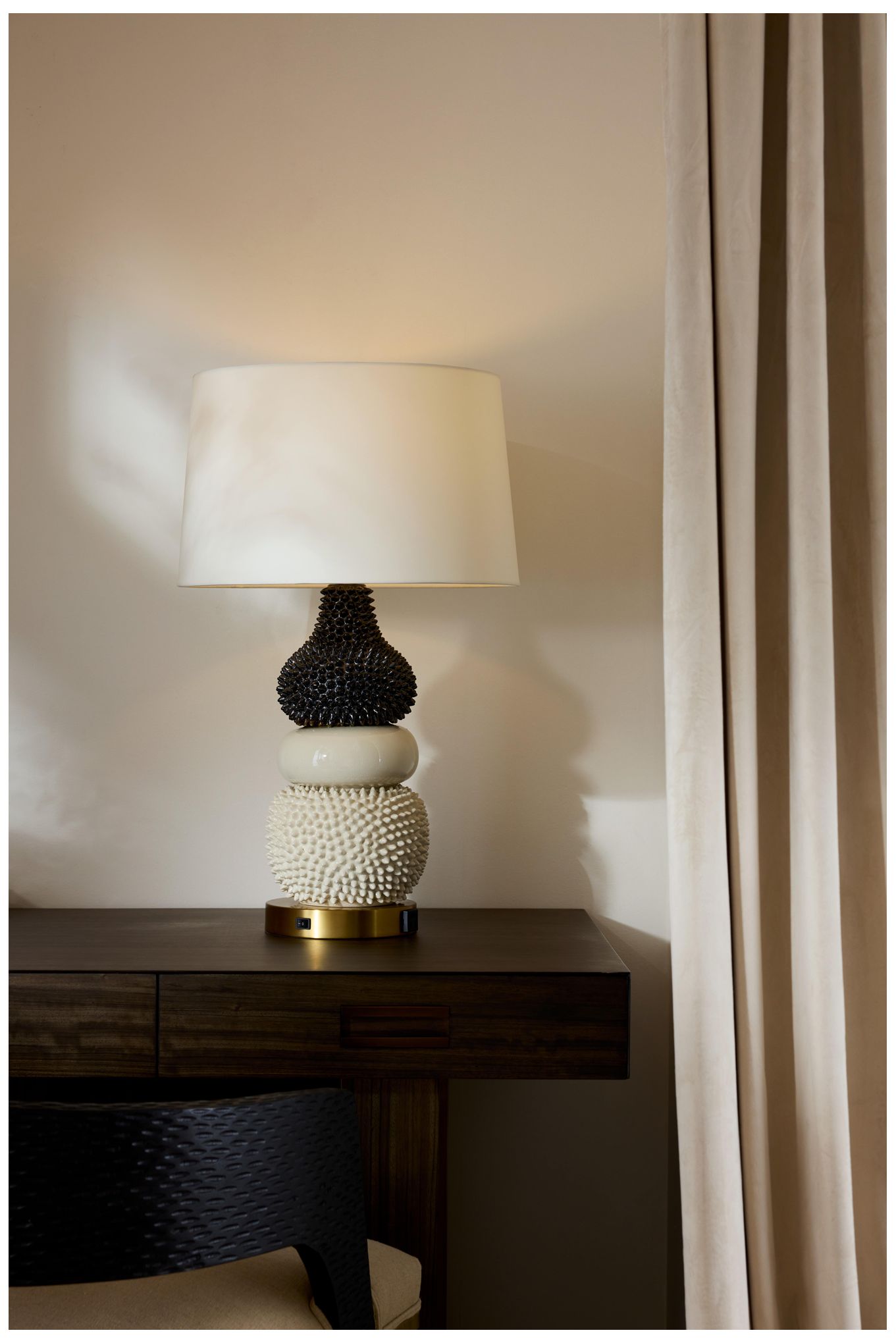 Arteriors Basilio 29.5" Ivory Gray Crackle Modern Ceramic Table Lamp