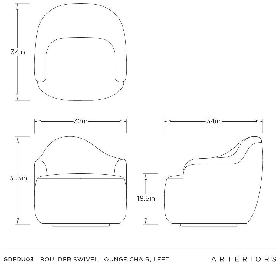 Image 6 Arteriors Boulder Swivel Lounge Chair, Left Sand more views