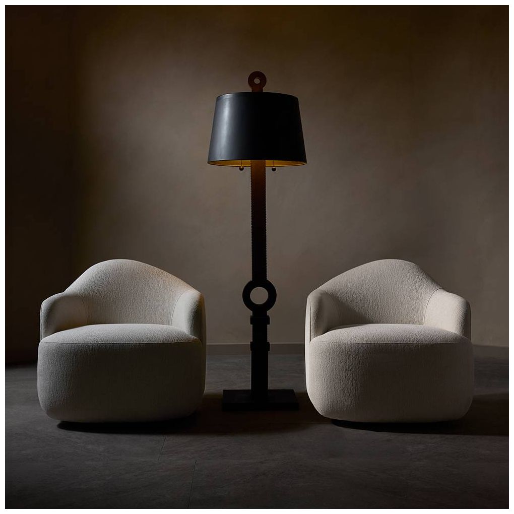 Image 7 Arteriors Boulder Swivel Lounge Chair, Left Sand more views