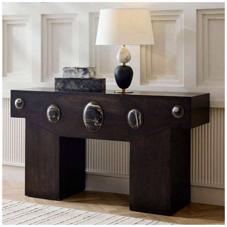 Image 1 Arteriors Cairo Marbl Console Umber Wood