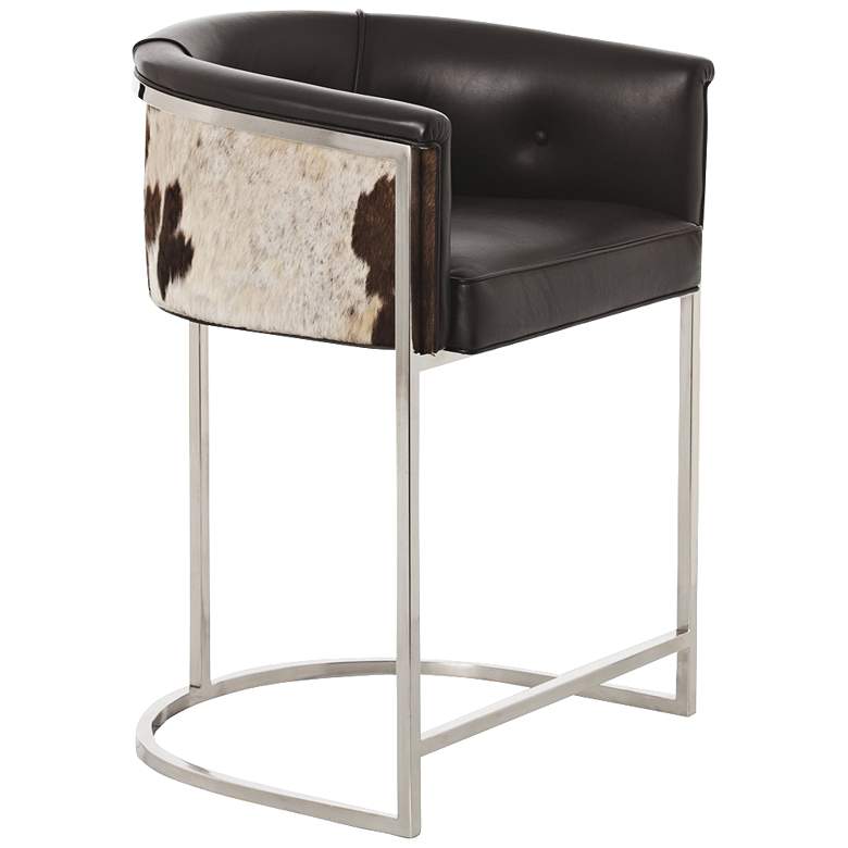 Image 1 Arteriors Calvin 25 1/2 inch Black and White Leather Barstool