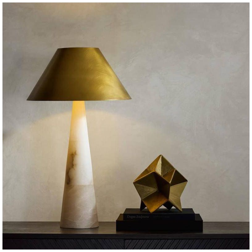 Arteriors Chanell White Alabaster Lamp Antique Brass Steel