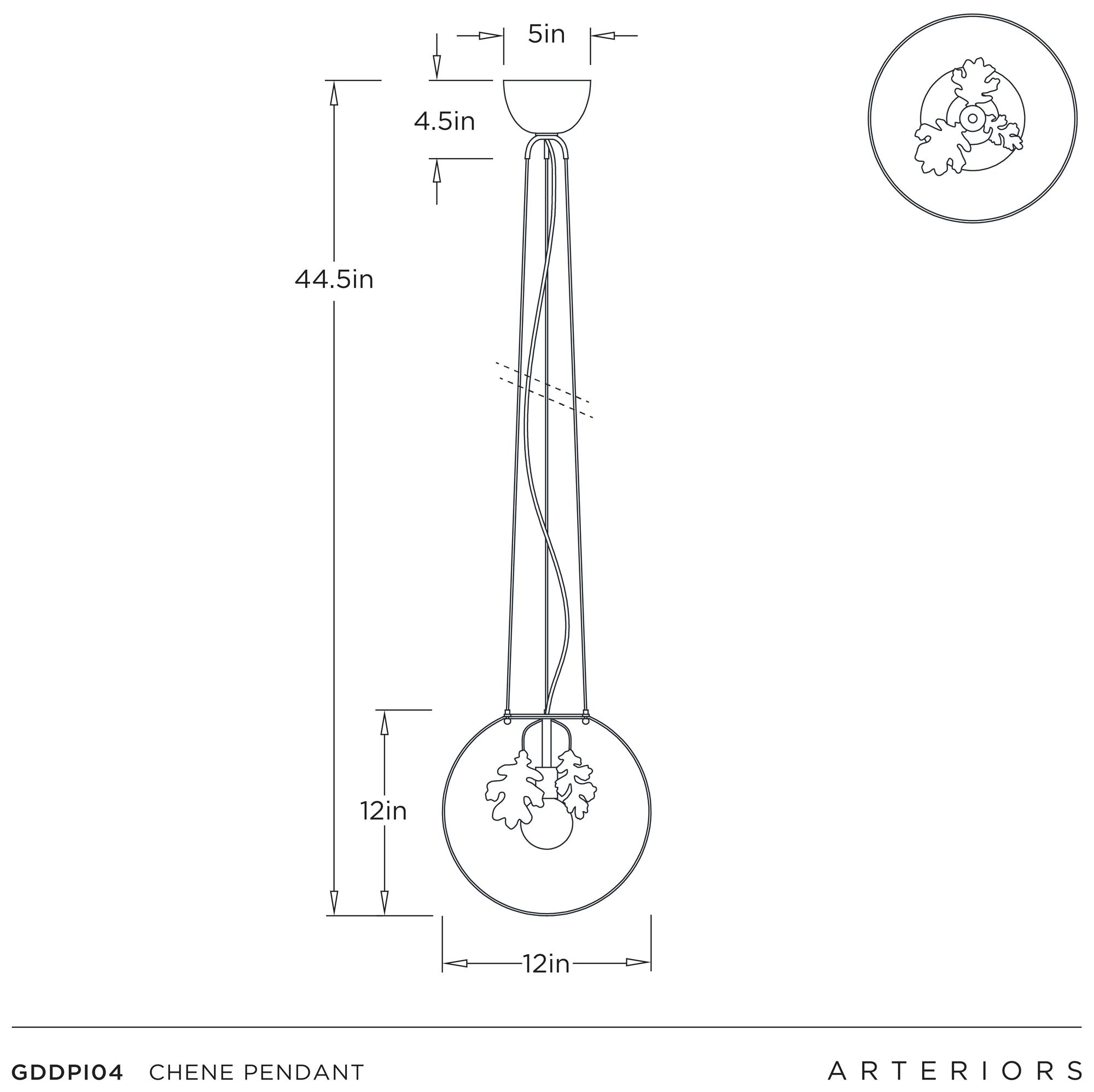 Arteriors Chene Pendant 12" Bronze