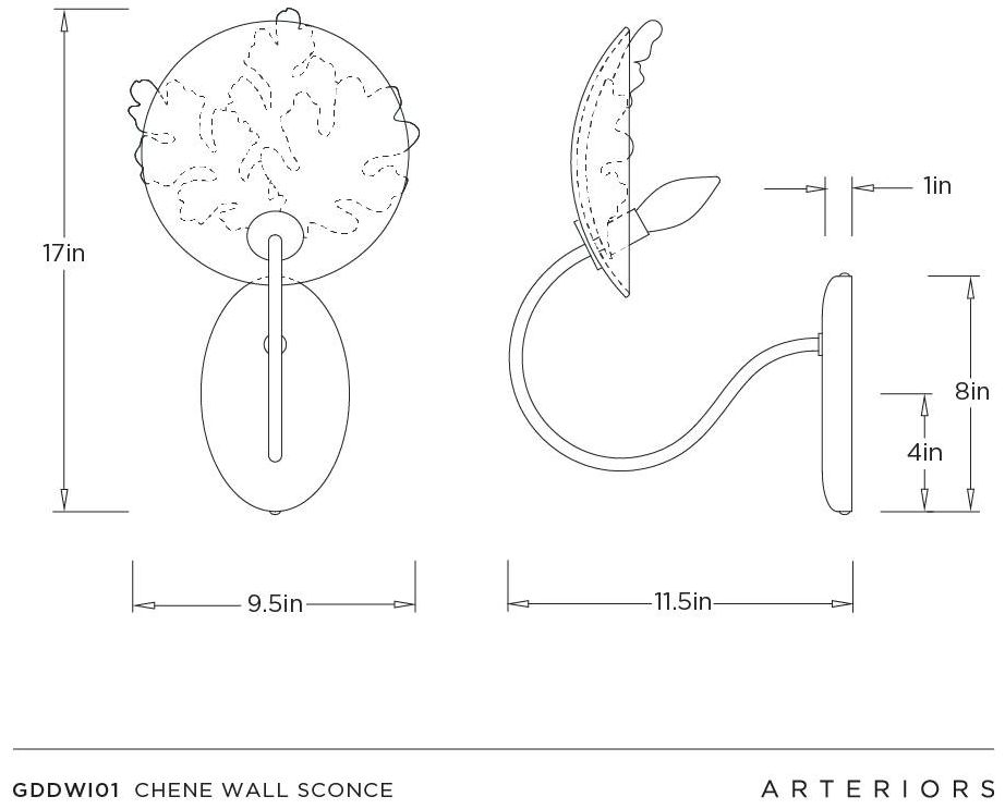 Arteriors Chene Wall Sconce 17" Bronze