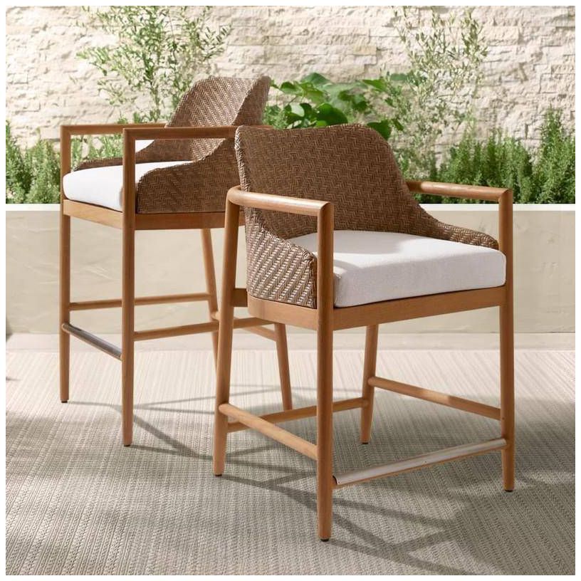 Arteriors Chilton Outdoor Bar Stool Pearl Performance Boucle