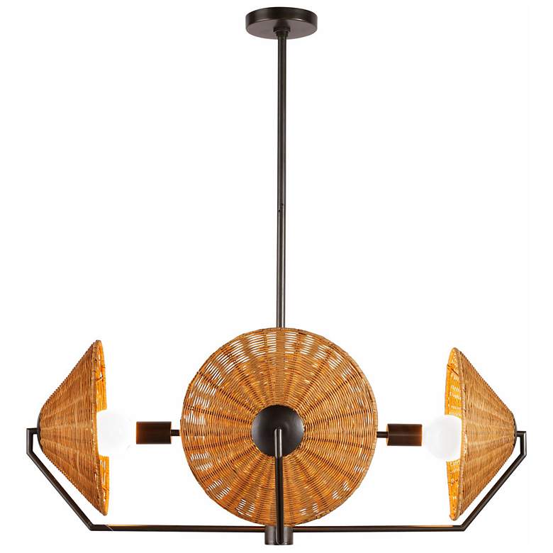 Image 1 Arteriors Coleman Chandelier Natural Rattan/English Bronze