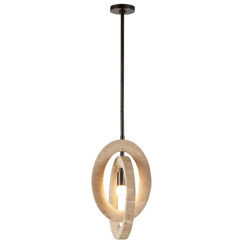 Image 1 Arteriors Collins Pendant Faux Travertine/English Bronze