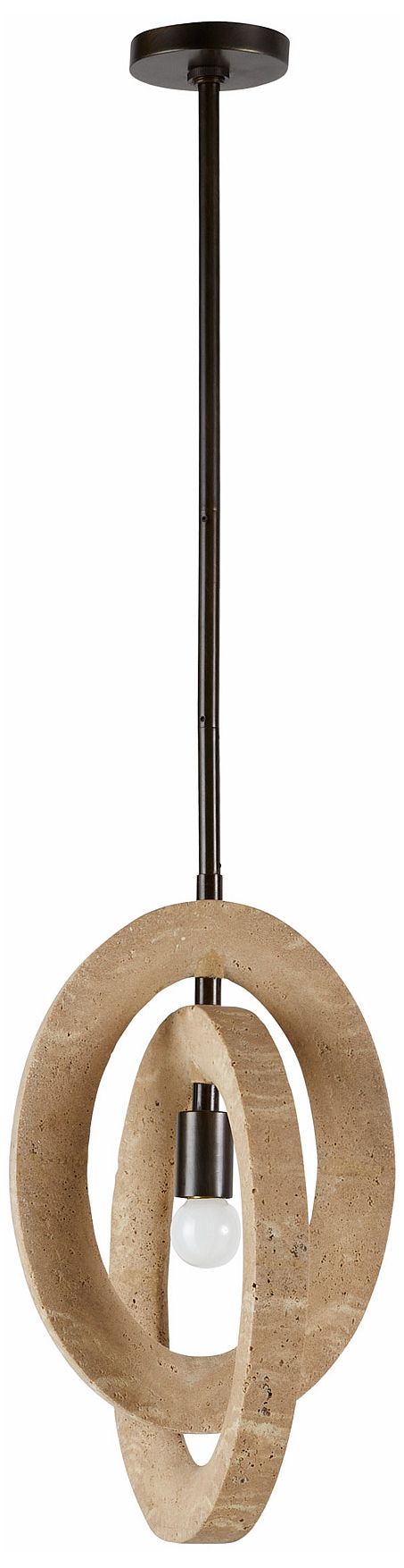 Image 3 Arteriors Collins Pendant Faux Travertine/English Bronze more views