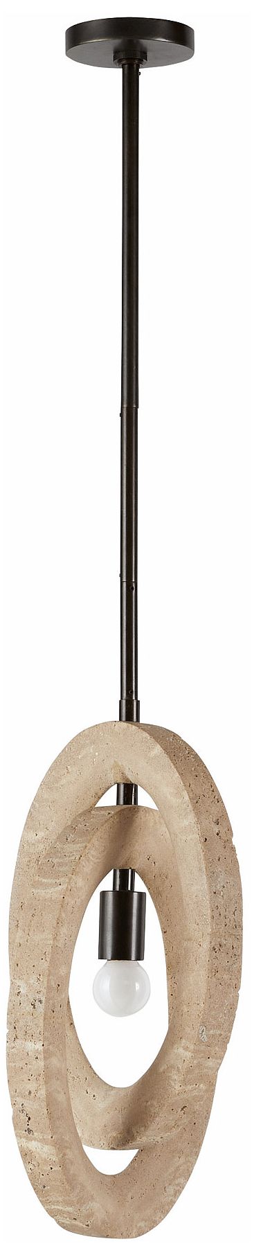 Image 4 Arteriors Collins Pendant Faux Travertine/English Bronze more views