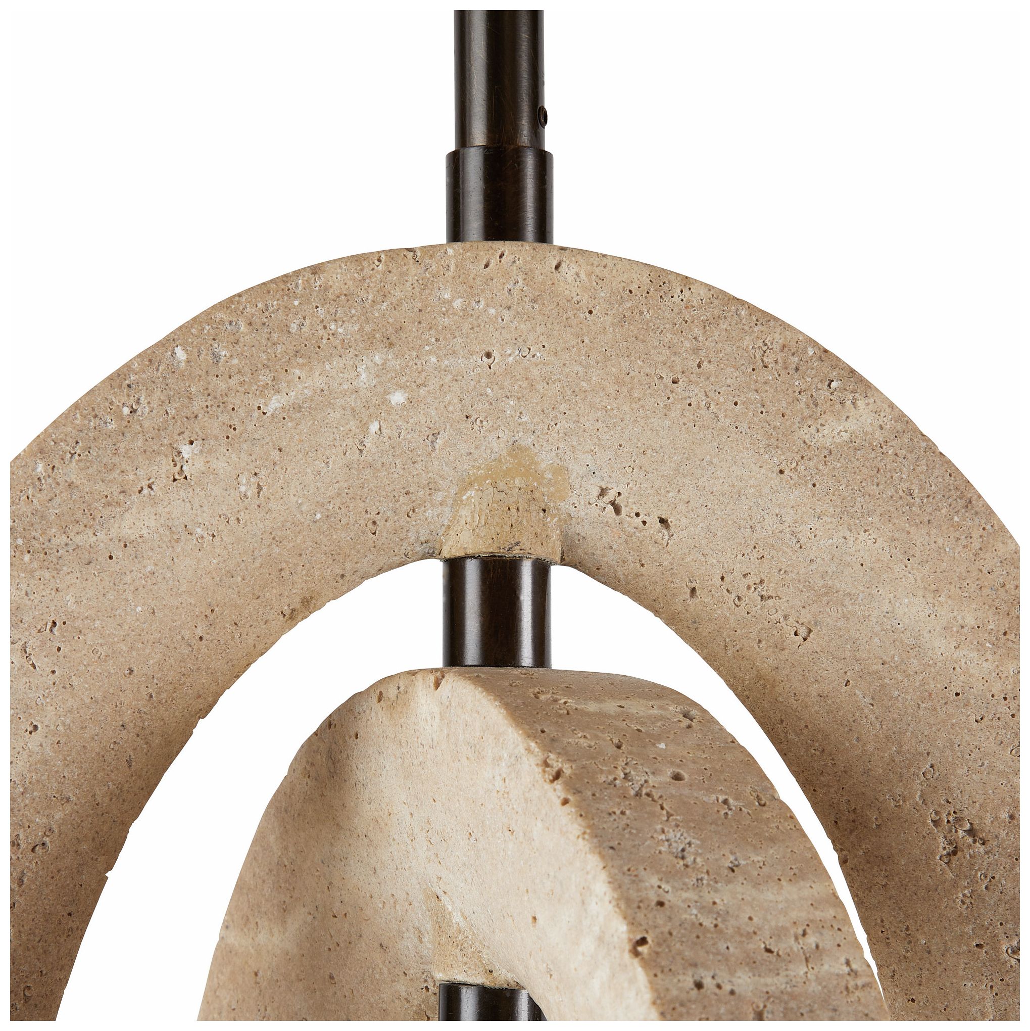 Image 6 Arteriors Collins Pendant Faux Travertine/English Bronze more views