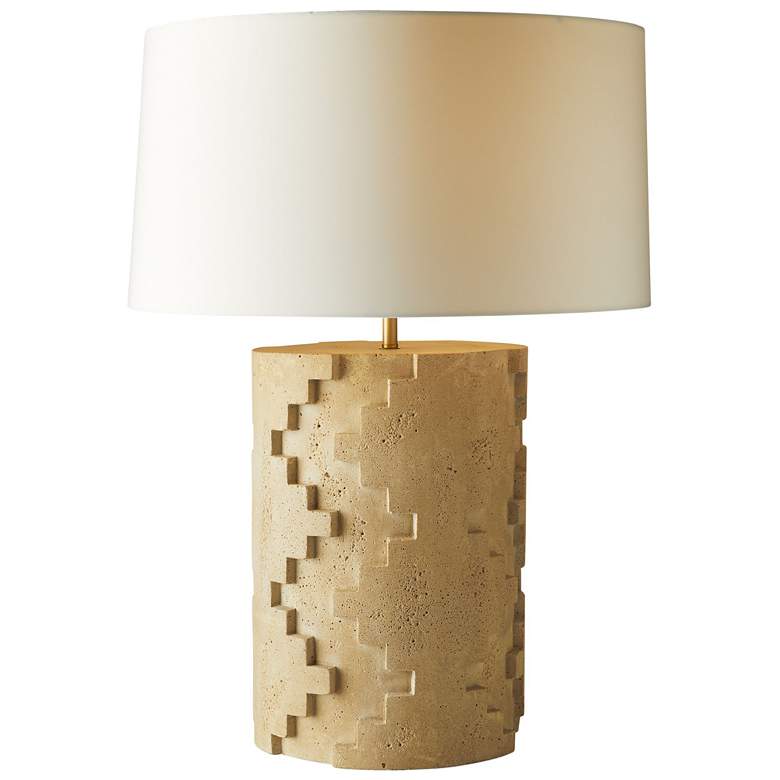Image 1 Arteriors Cornwall Texture Table Lamp Faux Travertine/Antique Brass