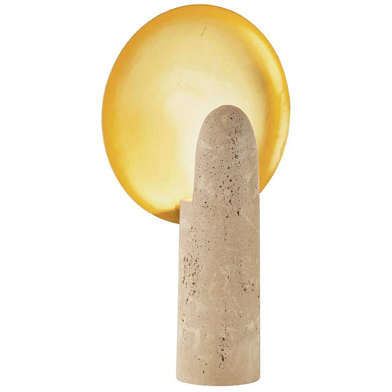 Image 1 Arteriors Eclipse Table Lamp Faux Travertine/Antique Brass