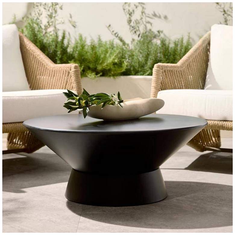 Image 1 Arteriors Etta Outdoor Coffee Table Black Concrete Composite