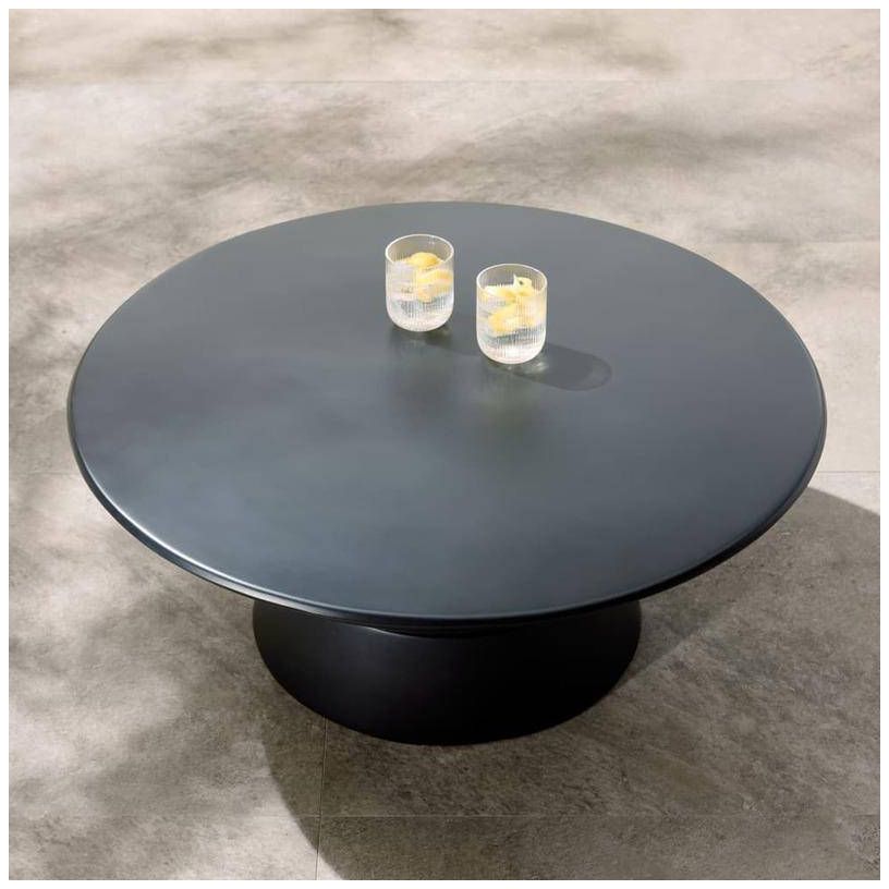Arteriors Etta Outdoor Coffee Table Black Concrete Composite