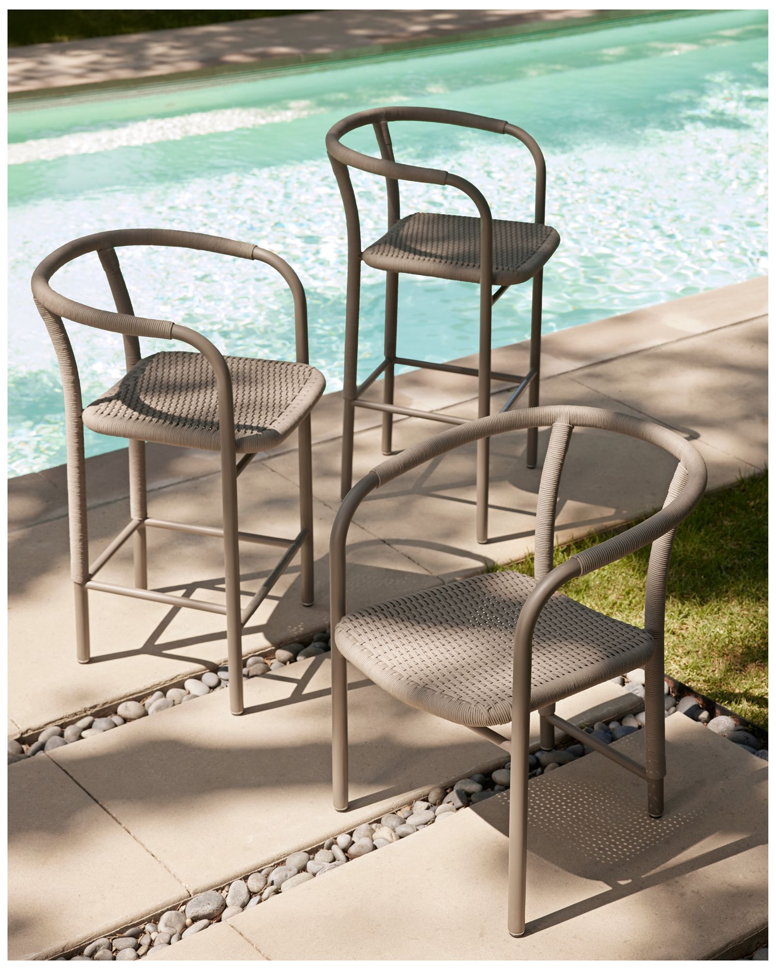 Arteriors Feller Outdoor Dining Chair Fossil Synthetic Rope