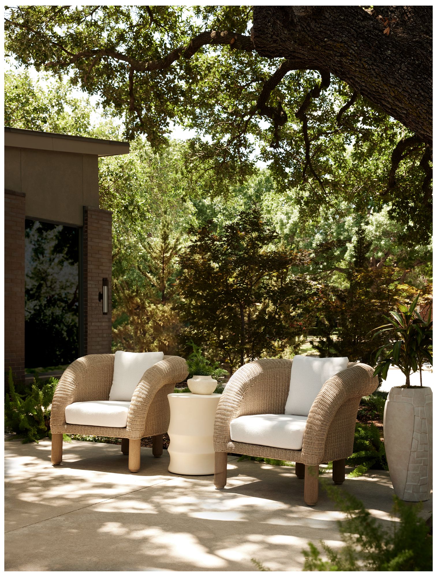 Arteriors Fielder Outdoor Lounge Chair Pearl Outdoor Performance Boucle