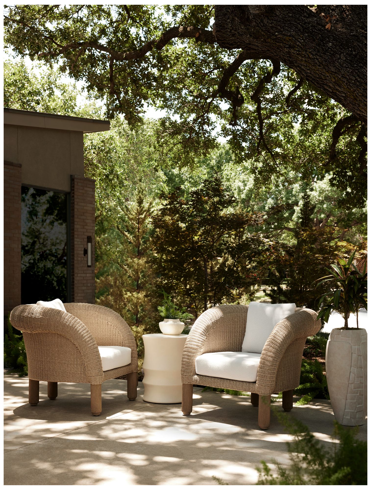 Arteriors Fielder Outdoor Lounge Chair Pearl Outdoor Performance Boucle