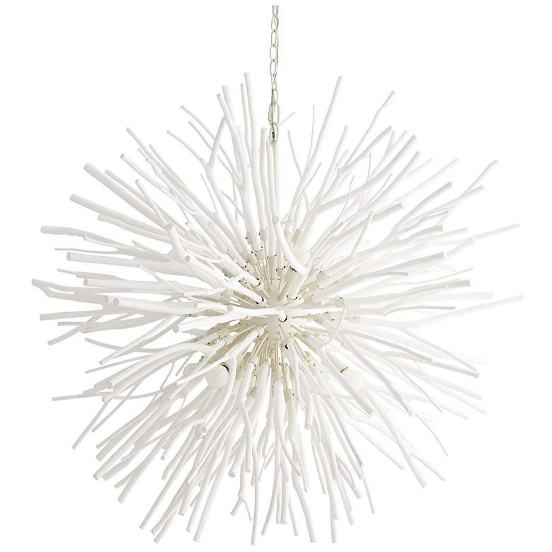 Image 1 Arteriors- Finch Chandelier- 43" Whitewash Stained Wood, White