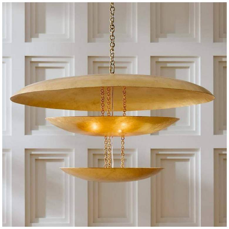 Image 1 Arteriors Florko Grand Chandelier 42" Gold Leaf