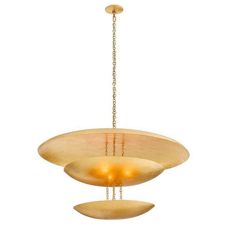 Image 3 Arteriors Florko Grand Chandelier 42" Gold Leaf more views