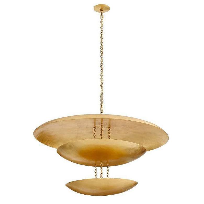 Image 4 Arteriors Florko Grand Chandelier 42" Gold Leaf more views