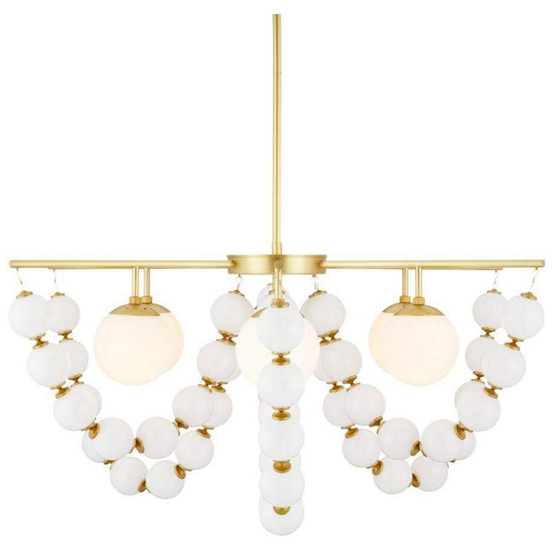 Image 2 Arteriors Genesis Chandelier 42" Opal Antique Brass