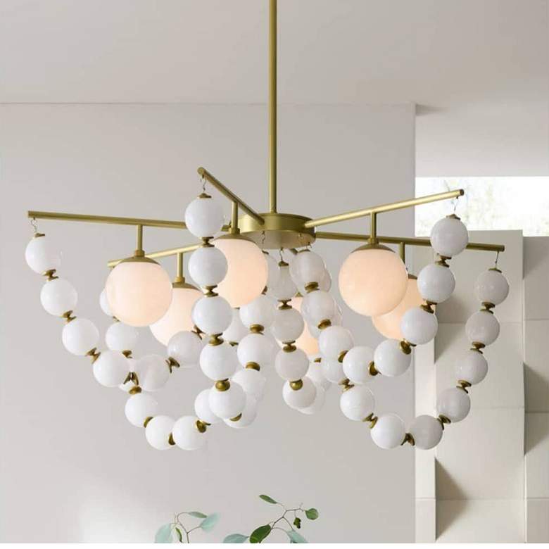 Image 1 Arteriors Genesis Chandelier 42" Opal Antique Brass