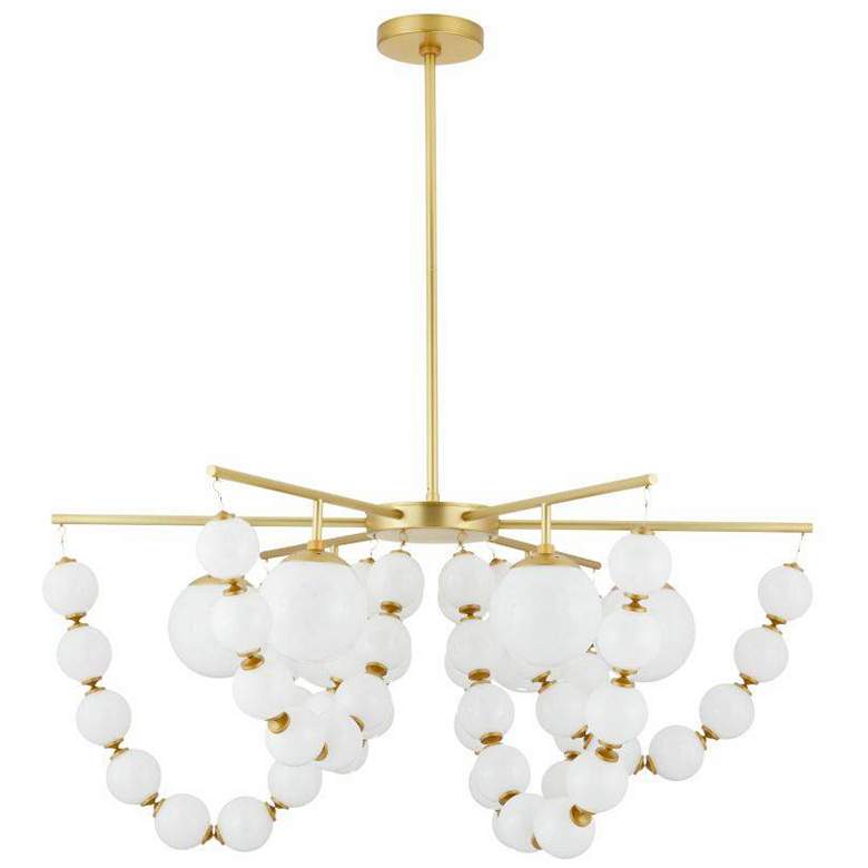 Image 4 Arteriors Genesis Chandelier 42" Opal Antique Brass more views