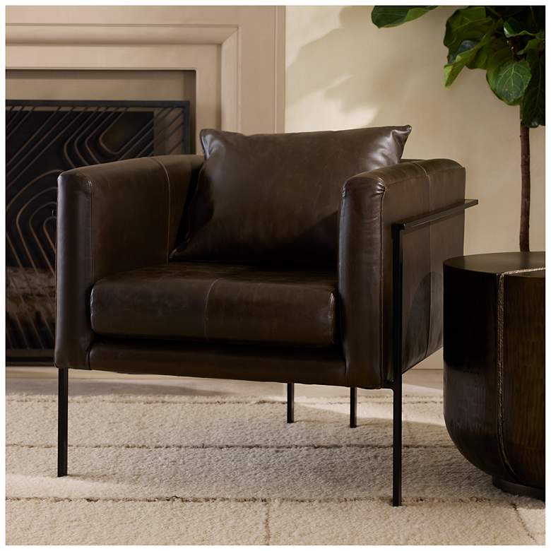 Image 1 Arteriors Giroud Lounge Chair Ore Leather