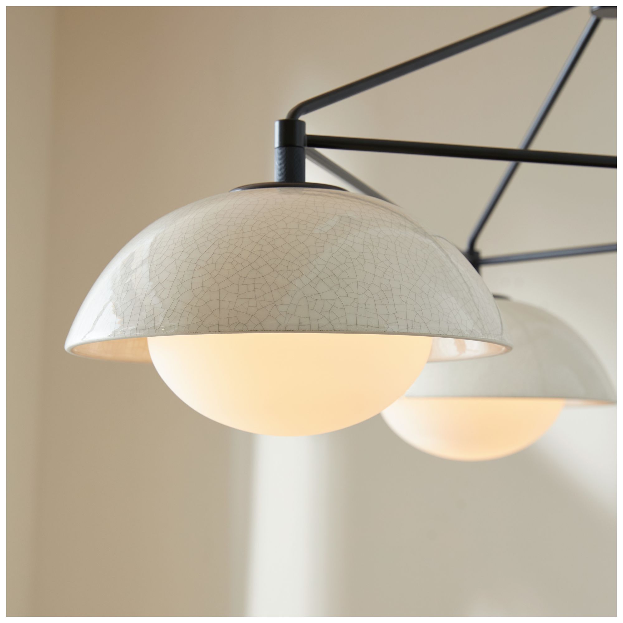 Arteriors Glaze Ivory Stained Crackle Chandelier Blackened Steel