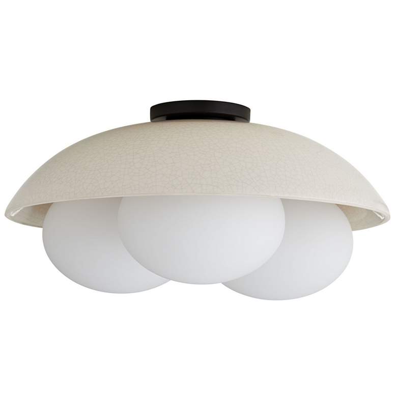 Image 1 Arteriors- Glaze Large Flush Mount- 19" Blackened Steel, Ivory Ceramic