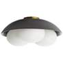 2_Arteriors Glaze Large Matte Black Ceramic Flush Mount Antique Brass more views