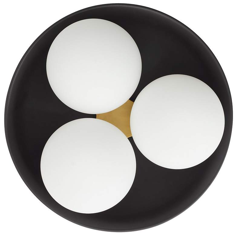 Image 6 Arteriors Glaze Large Matte Black Ceramic Flush Mount Antique Brass more views