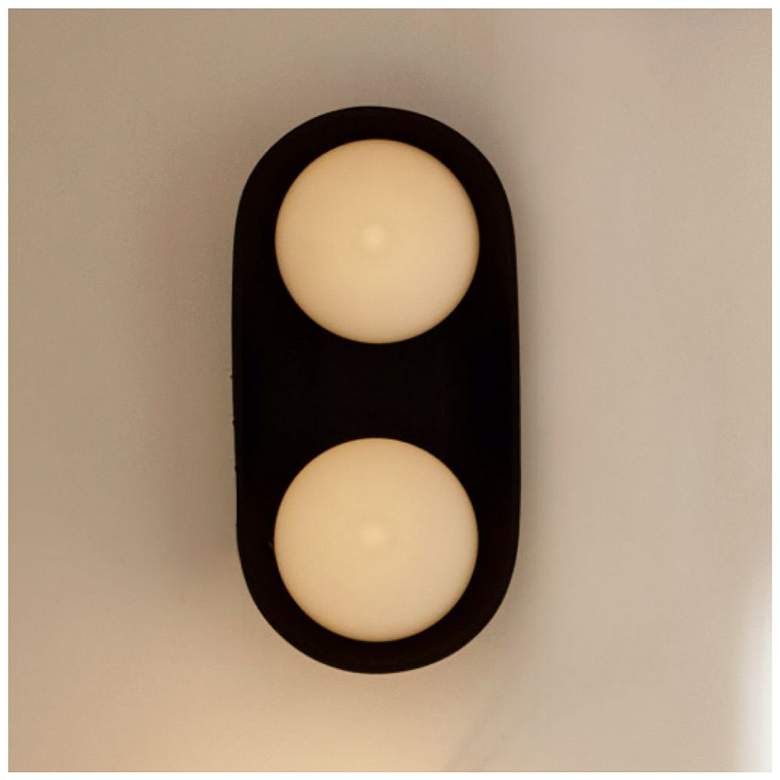 Image 1 Arteriors Glaze Large Matte Black Ceramic Sconce 16.5" Antique Brass