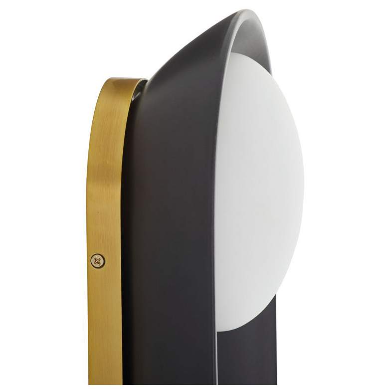 Image 6 Arteriors Glaze Large Matte Black Ceramic Sconce 16.5" Antique Brass more views