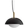 2_Arteriors Glaze Matte Black Ceramic Pendant 12" Antique Brass more views