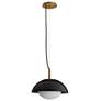 4_Arteriors Glaze Matte Black Ceramic Pendant 12" Antique Brass more views