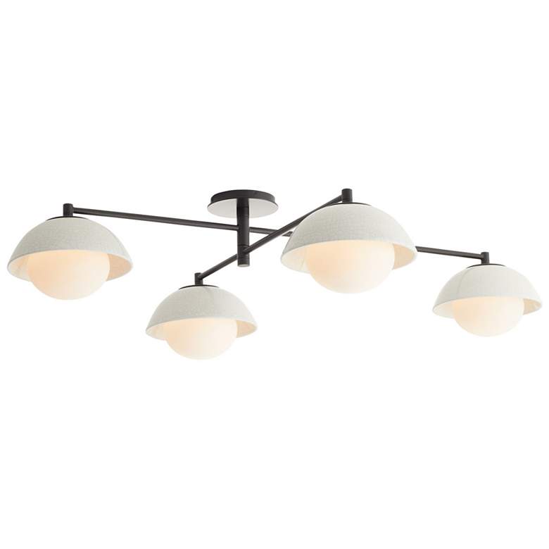 Image 1 Arteriors Glaze Multipoint Ivory Crackle Flush Mount Blackened Steel