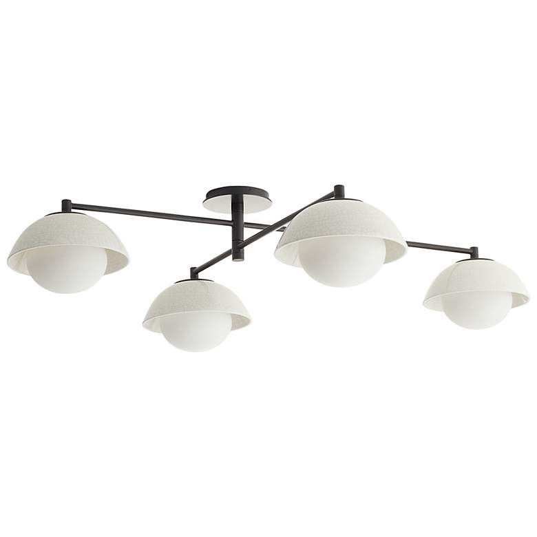 Image 2 Arteriors Glaze Multipoint Ivory Crackle Flush Mount Blackened Steel more views