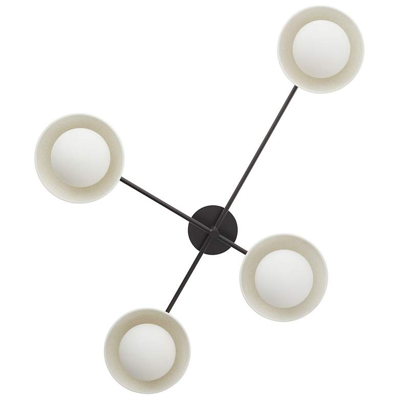Image 3 Arteriors Glaze Multipoint Ivory Crackle Flush Mount Blackened Steel more views