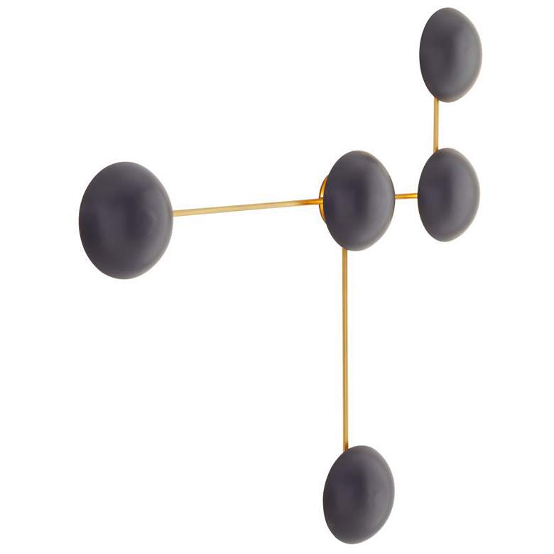 Image 2 Arteriors Glaze Sculptural Matte Black Ceramic Sconce 44" Antique Brass