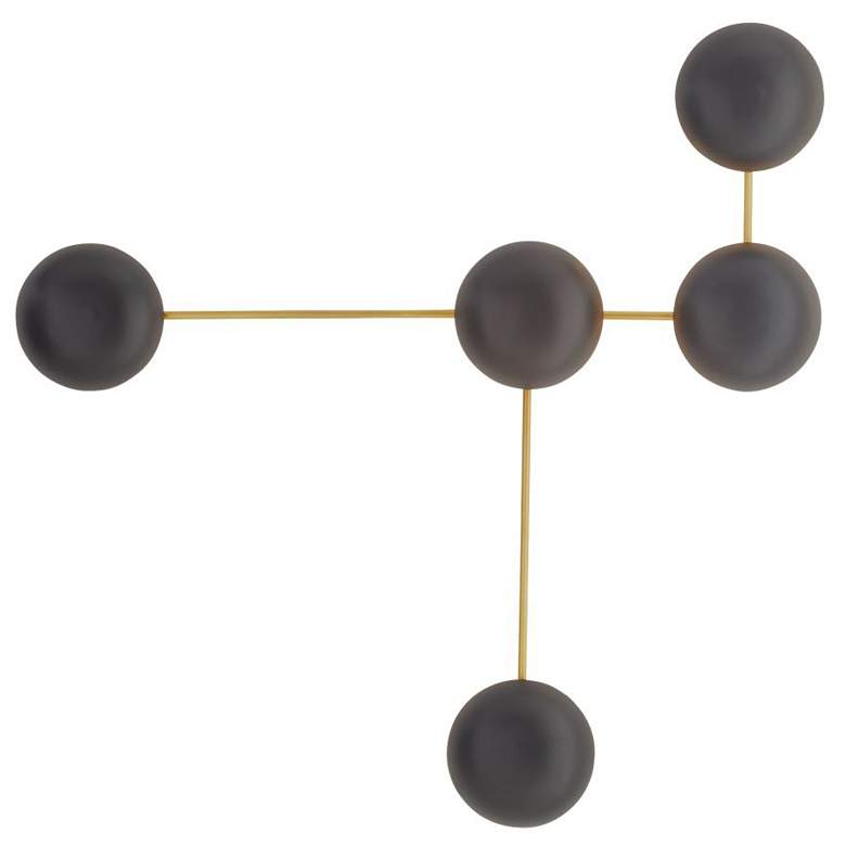 Image 3 Arteriors Glaze Sculptural Matte Black Ceramic Sconce 44" Antique Brass more views