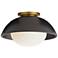 Arteriors Glaze Small Matte Black Ceramic Flush Mount Antique Brass