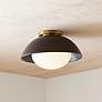 1_Arteriors Glaze Small Matte Black Ceramic Flush Mount Antique Brass