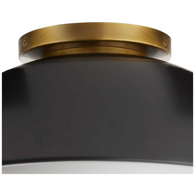 Image 3 Arteriors Glaze Small Matte Black Ceramic Flush Mount Antique Brass more views