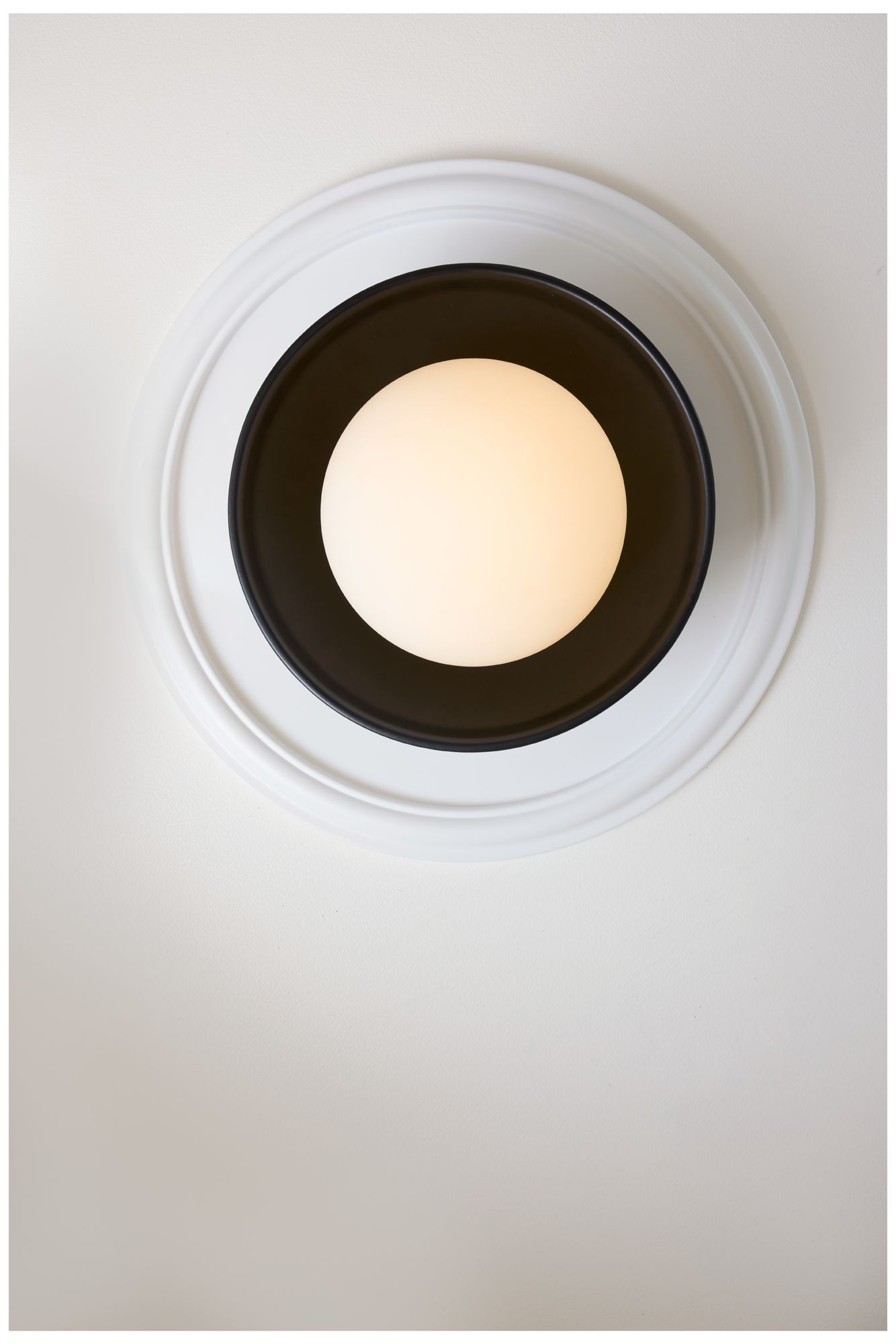 Arteriors Glaze Small Matte Black Ceramic Flush Mount Antique Brass