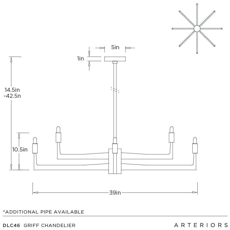 Arteriors Griff Chandelier 39" English Bronze